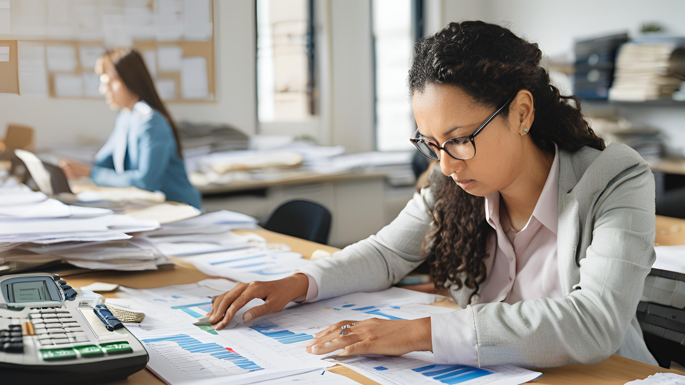 Pessoa analisando contas e documentos financeiros em busca de uma solução para superendividamento, representando organização e recuperação financeira.